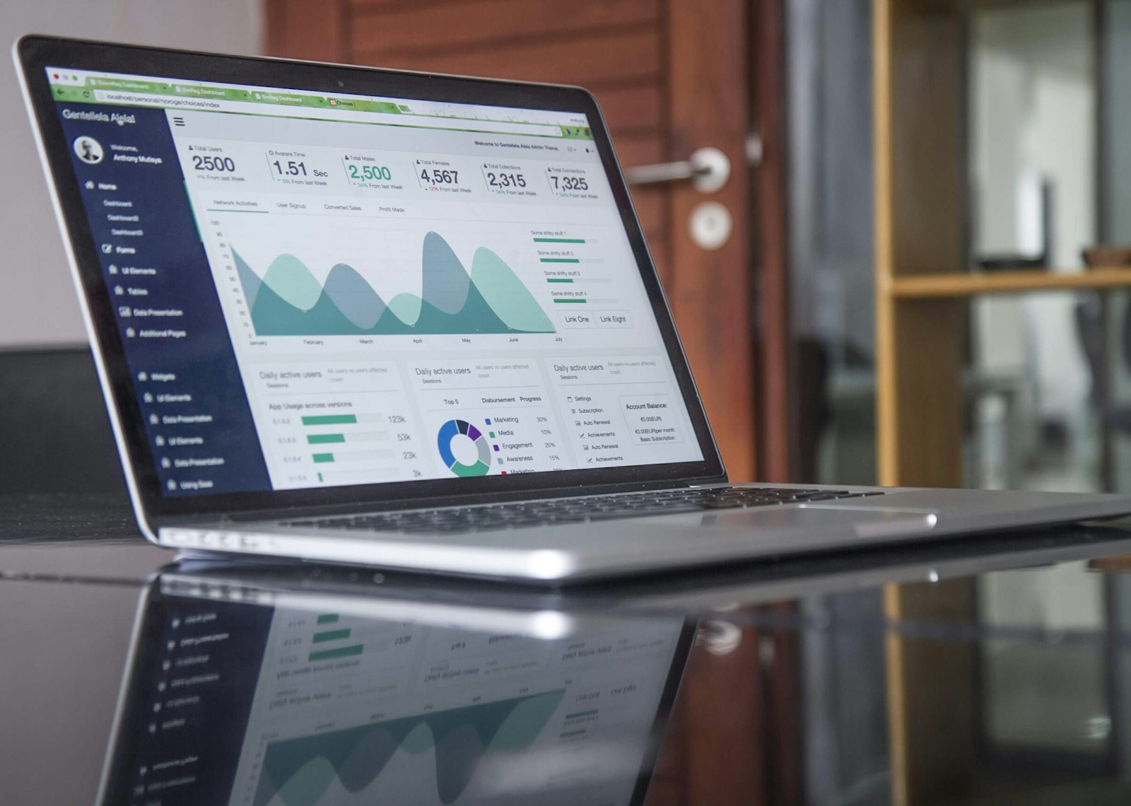 Laptop analytics charts representing marketplace data review